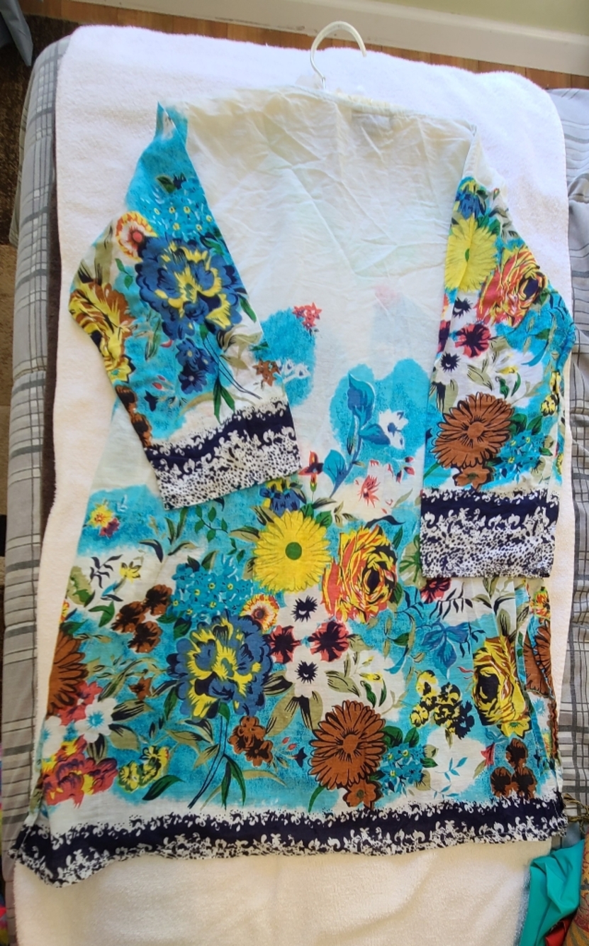 Jackpot Floral Embroidered Cotton Tunic Dress Blue/yellow Size Mama M/L - Picture 12 of 12